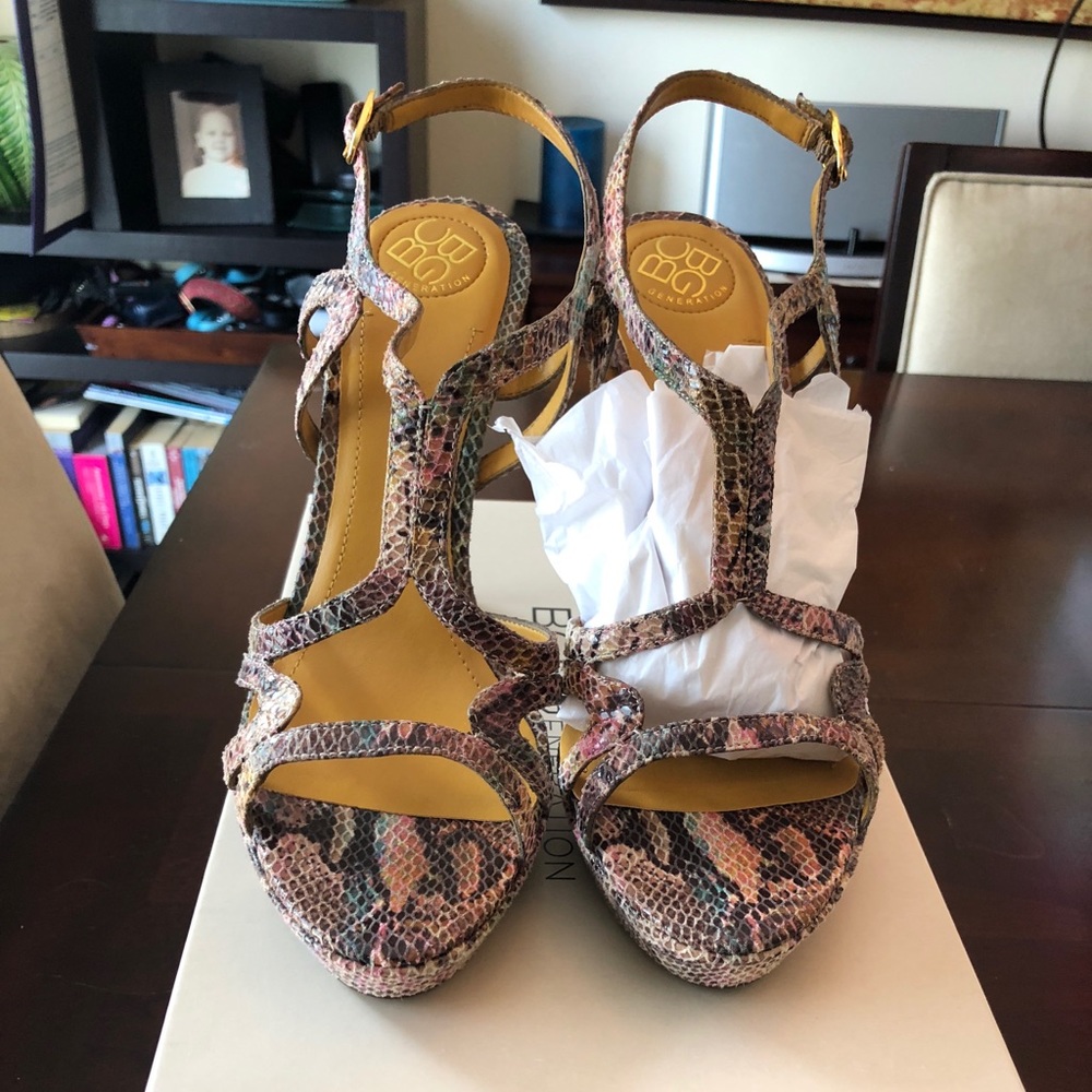 Bcbgeneration Angel Multicolor Batik Snake Heels - image 1